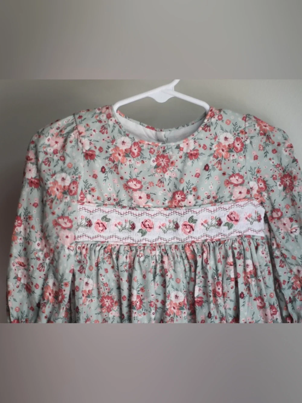 Bonnie Baby Floral Smocked Dress 18M Pink Green Vintage Style